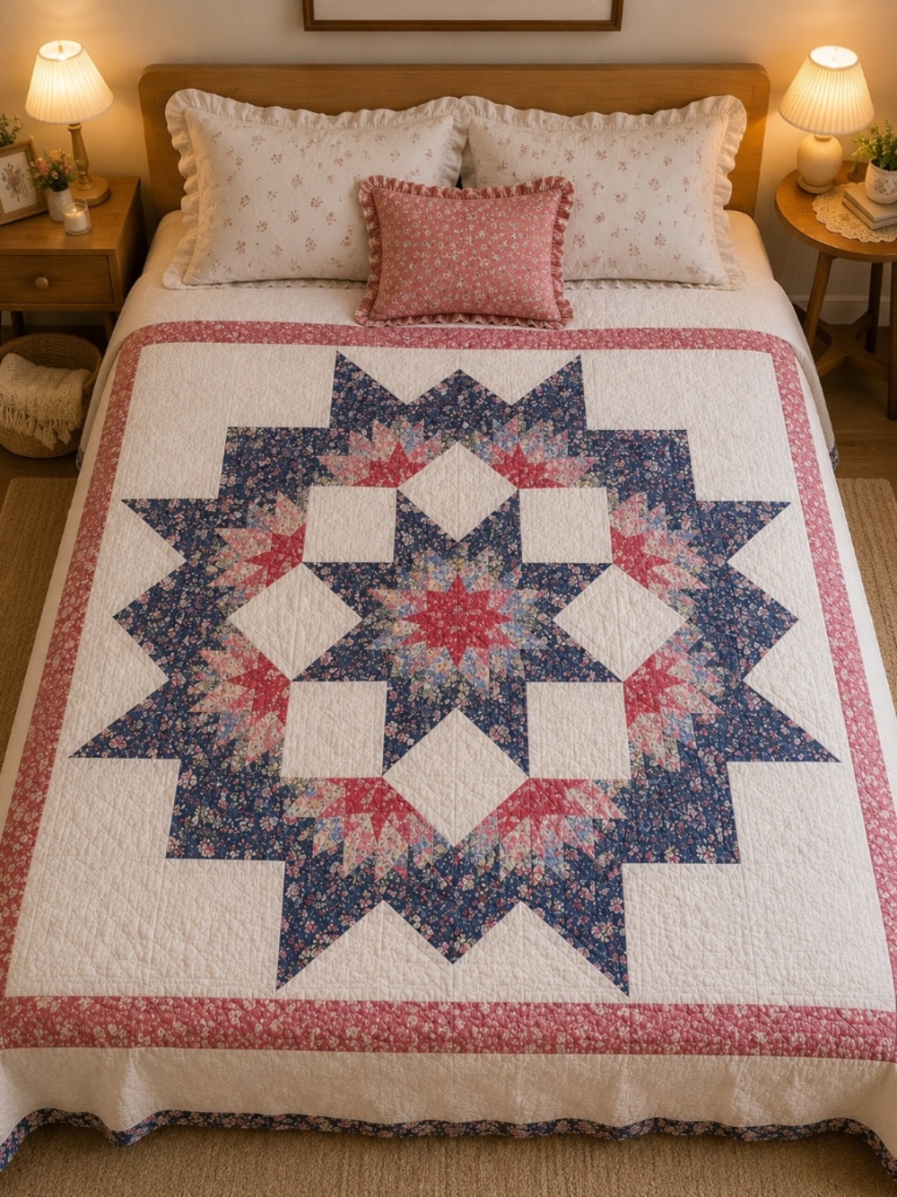 Vintage Handmade Patchwork Quilt – Hand Stitched – 80*96
